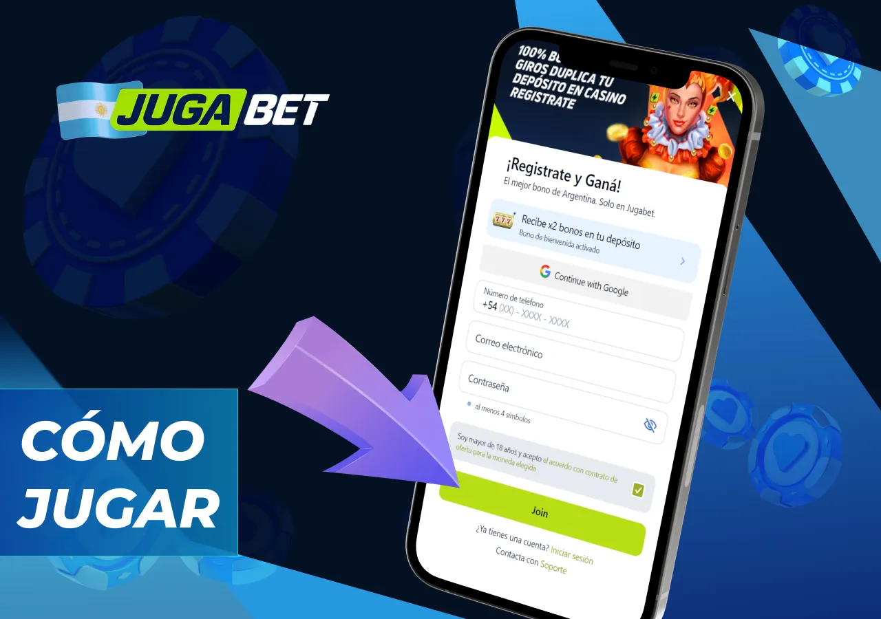 Instrucciones paso a paso para iniciar el juego, válidas para jugadores de Argentina.